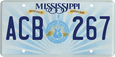 MS license plate ACB267