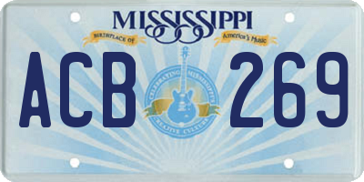 MS license plate ACB269