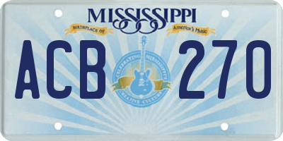 MS license plate ACB270