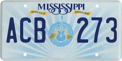 MS license plate ACB273