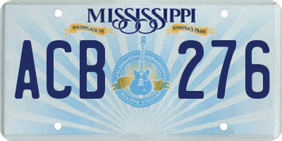 MS license plate ACB276