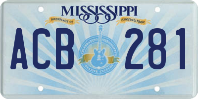 MS license plate ACB281