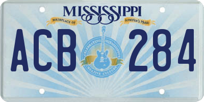 MS license plate ACB284