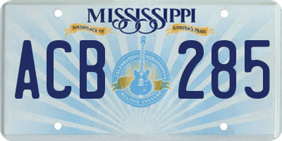 MS license plate ACB285