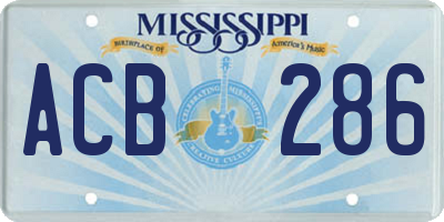 MS license plate ACB286