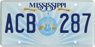 MS license plate ACB287
