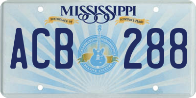 MS license plate ACB288