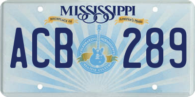 MS license plate ACB289