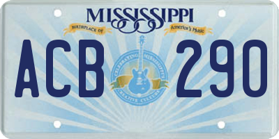 MS license plate ACB290