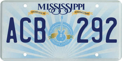 MS license plate ACB292
