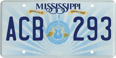 MS license plate ACB293