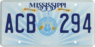 MS license plate ACB294