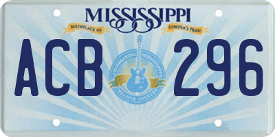 MS license plate ACB296