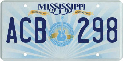 MS license plate ACB298