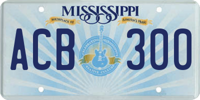 MS license plate ACB300