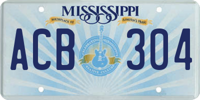 MS license plate ACB304