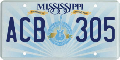 MS license plate ACB305