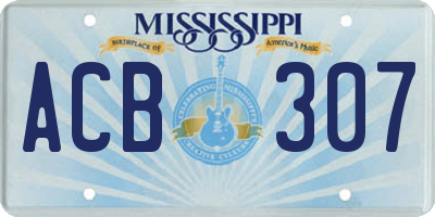 MS license plate ACB307