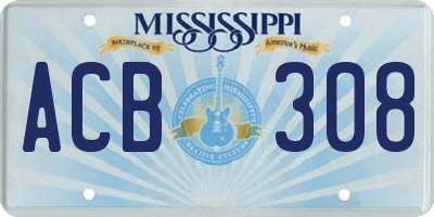 MS license plate ACB308