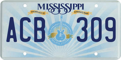 MS license plate ACB309