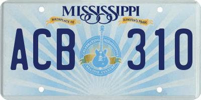 MS license plate ACB310