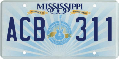 MS license plate ACB311