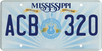 MS license plate ACB320