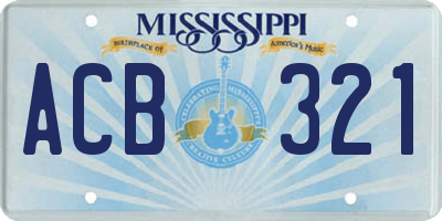 MS license plate ACB321