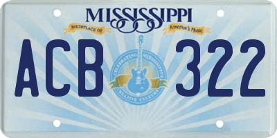 MS license plate ACB322