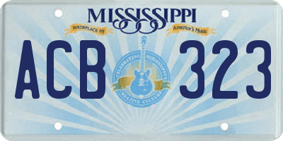MS license plate ACB323
