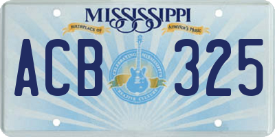 MS license plate ACB325