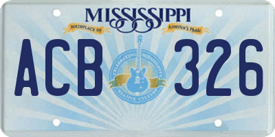 MS license plate ACB326