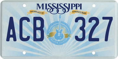 MS license plate ACB327