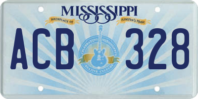 MS license plate ACB328