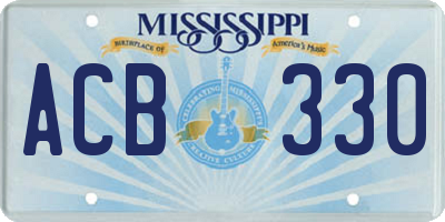 MS license plate ACB330