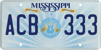 MS license plate ACB333