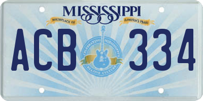 MS license plate ACB334