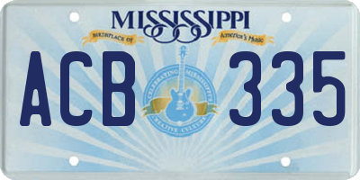 MS license plate ACB335