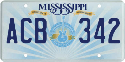 MS license plate ACB342