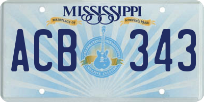 MS license plate ACB343