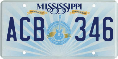 MS license plate ACB346