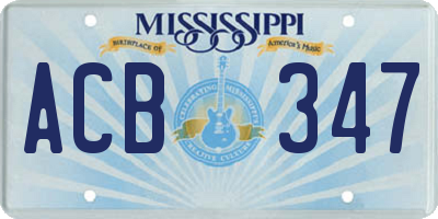 MS license plate ACB347