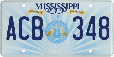 MS license plate ACB348