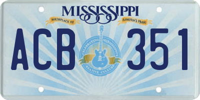 MS license plate ACB351