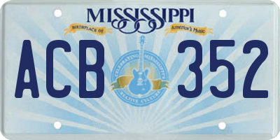 MS license plate ACB352