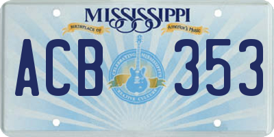 MS license plate ACB353