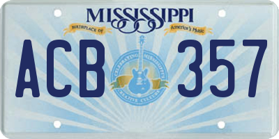 MS license plate ACB357