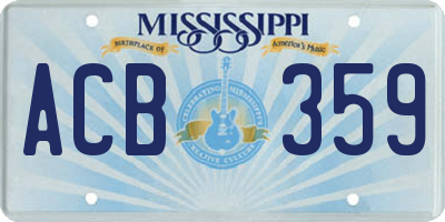 MS license plate ACB359