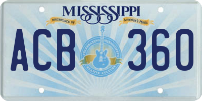 MS license plate ACB360