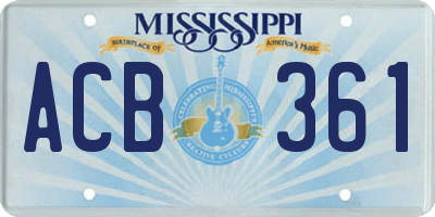 MS license plate ACB361